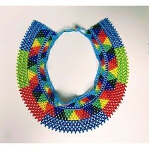 New Beautiful Handmade Colorful Beaded Mexican Collar Necklace